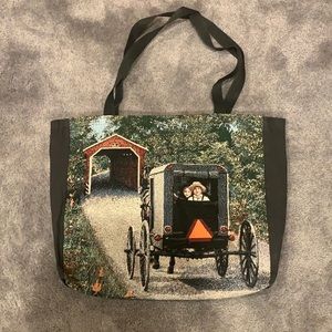 Medium Sized Tote Bag - Mill Street Designs - Amish Horse Drawn Wagon